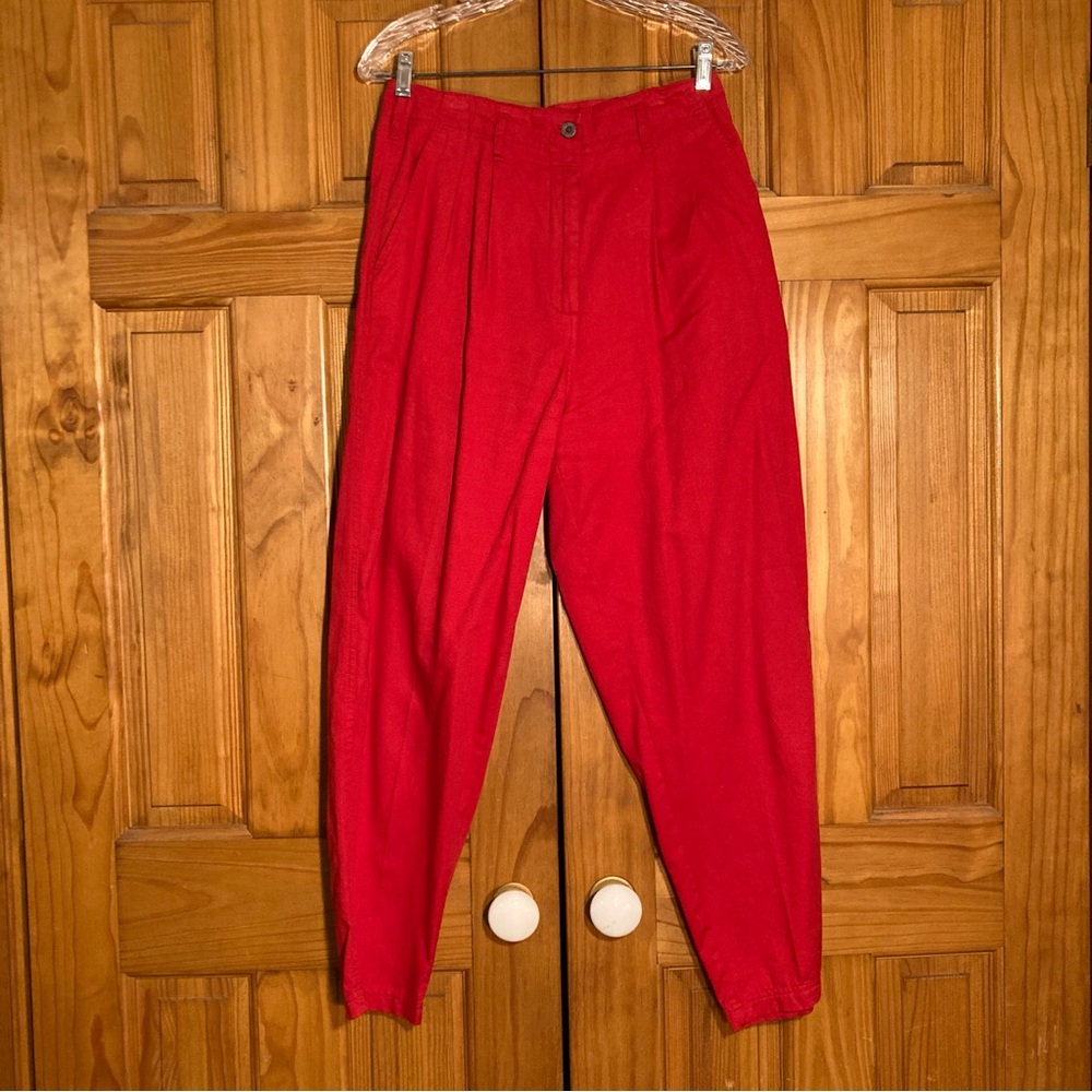 EUC White Stag Vintage 80s Pants Pleated Taper Leg High Rise Red Size 10P
